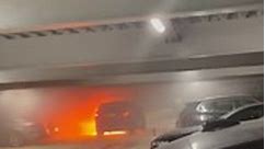 Caught on camera: Range Rover ablaze at Luton airport car park