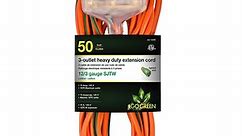 GoGreen Power (GG-15250) 12/3 50’ SJTW 3-Outlet Heavy Duty Extension Cord, Lighted End, 50 Ft