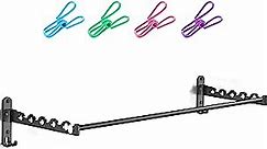 LIVEHITOP Wall Mounted Clothes Dryer, Foldable Laundry Rack Accessories Hanger Hook Rod for Bathroom Bedroom Hotel (Black, 2)