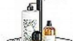 SEIRIONE Rustproof Shower Corner Caddy Organizer for Bathroom, Freestanding Tension Pole with 4 Baskets, for Bathtub Shampoo Accessories Storage Rack, Black, 56 to 114 Inch Height
