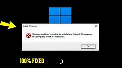 Windows could not complete the installation Error in Windows 11 / 10 - How To Fix Install error ✅