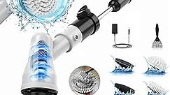Rechargeable Cordless Electric Spin Scrubber with 6 Replacement Brush Heads, Bathroom Scrubber with Long Extension Arm, Household Cleaning Brush for Bathtub Grout Tile Floor Car