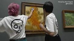 Van Gogh 'Sunflowers' painting doused with tomato soup by anti-oil protesters