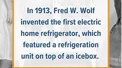 Did you know? In 1913, Fred W. Wolf invented the first electric home refrigerator, which featured a refrigeration unit on top of an icebox. Mass production of home refrigerators began in 1918, but they were expensive and considered a luxury item. #history #appliance #appliances #fridge #refrigerator #refrigerators #homeappliances #kitchen #fridges #didyouknow | AppliancePartsPros