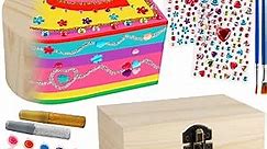 SUPREME XMAS Crafts for Girls Ages 8-12, 2 Pack Paint Your Own Wooden Jewelry Box Kit DIY Arts and Crafts Kit for Kids Ages 4-6 6-8 Creative Activity Toys Valentines Day Gifts Birthday Party Favors