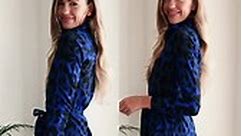 Mini Shirt Dress In Blue Leopard