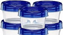 Elegant Disposables Twist Top Containers Small Food Storage Containers Blue Screw on Lid Reusable Stackable Leakproof Airtight, Pack of 20-4 oz containers