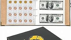 Upgraded Torolle Currency Collection Album, Large Money Collector Holder Book Coin Organizer Binder, with Transparent Sleeves, for Paper Money Foreign Coin Bill