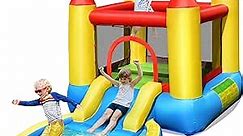 Costzon Inflatable Water Slide Bounce House with Ball Pit & Splash Pool, Bouncy Jump Castle for Kids Wet Dry Combo Backyard Fun, Blow up Water Slides Inflatables for Kids Outdoor Party Gifts