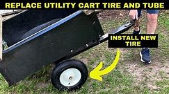 Installing new innertube and tire on utility cart or wheelbarrow wheel.