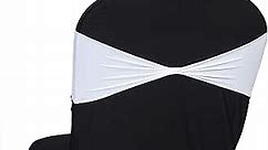 MDS Pack of 100 PCS Spandex Wedding Chair Bands Sashes Bow Tie for Wedding Decorations - White