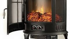 Regal Freestanding Electric Fireplace Stove - 3-D Log and Fire Effect (Black)