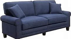 Serta Copenhagen 73 Sofa Couch for Two People, Pillowed Back Cushions and Rounded Arms, Durable Modern Upholstered Fabric, Navy Blue