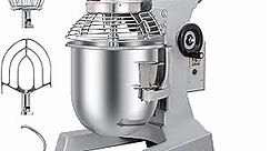 15Qt 600W Commercial Food Mixer, 3-Speed Adjustable Heavy Duty Stand Mixer with Stainless Steel Bowl for Bakery Pizzeria. (Includes safety guard)