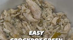 Super easy, crockpot green chile chicken dinner 🥘 8 servings 🍽️ 26 protein 1 fat 44 carbs •2lbs chicken tenders or breasts •Season with garlic salt or favorite seasonings •1.5 cups of green chile sauce (Costco) •1 cup Greek yogurt (can add more if you want it more creamy) •2 cups dry jasmine rice •Combine chicken, seasonings & sauce in crockpot. Cook on low 4-6 hours. Once cooked, add Greek yogurt about 30 minutes before eating. Serve over cooked rice or make into chicken enchiladas 😋 #highpr
