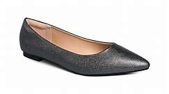 Mysoft Women Flats Silver Black Pointed Toe Wedding Shoes Size 7.5