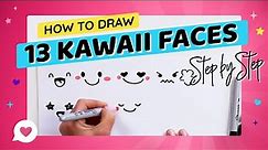 How to Draw 13 Different Cute Kawaii Faces Step by Step