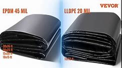 VEVOR 10 x 13 Ft Pond Liner, 20 Mil Thickness, Pliable LLDPE Material, Easy Cutting Underlayment for Fish or Koi, Features, Waterfall Base, Fountains, Water Gardens, Black