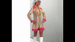 70's Striped Go Go Dress Ladies Fancy Dress Costume