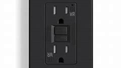 ELEGRP GFCI Outlet Outdoor, 15 Amp Self-Test GFI Electrical Outlet with Thinner Design, Weather & Tamper Resistant GFCI Receptacle, Ground Fault Receptacle w/Wall Plate, UL Listed, Matte Black, 1 Pack