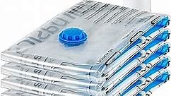 Amazon Basics Vacuum Compression Zipper Storage Bags with Hand Pump, Large, Pack of 5, Clear
