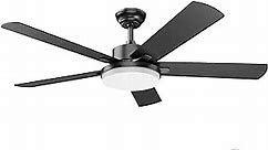Ceiling Fans with Lights, 52 Inch Ceiling Fan with Lights and Remote Control, Modern Black Ceiling Fan with Light for Living Room Farmhouse Bedroom