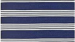 Outdoor Rug for Patio- Recycled Plastic Mat, Blue White Grey Stripe, Reversible, Easy Clean, Green, Waterproof, Sun Dirt Stain Proof, Beach, Picnic RV Camping (5 x 8, Nautica Blue Stripe)