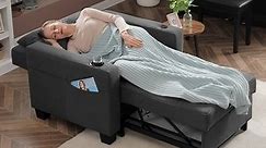 Futon Chair Bed Convertible Chair 3-in-1 Pull Out Sleeper Chair Beds for Living Room - Bed Bath & Beyond - 39005239