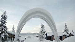 Snow Gate With Snowy Buildings Stock Footage Video (100% Royalty-free) 25797032