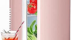 YSSOA 4L Mini Fridge 6 Can Portable Cooler & Warmer Compact Refrigerators for Food, Drinks, SkinCare, Office Desk, Pink