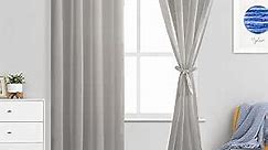 JIUZHEN Grey Sheer Curtains 63 Inches Long - Semi Transparent Light Filtering Grommet Window Drapes for Living Room/Bedroom, 52Wx 63L, Set of 2 with Tiebacks