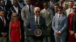 President Joe Biden recognizes the Chiefs Super Bowl win at the White House