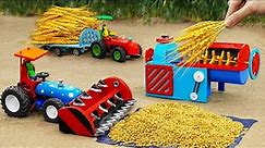 Diy tractor mini Bulldozer making Threshing Machine | diy Planting & Harvesting Rice Field | HP Mini