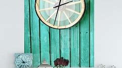 Designart 'Antique Wagon Wheel on Turquoise Wood' Oversized Farmhouse Wall CLock - Bed Bath & Beyond - 24203830