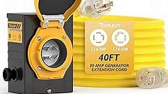 TOOLIOM 4 Prong 30 Amp Generator Cord 40FT and 30 Amp Power Inlet Box, Heavy Duty NEMA L14-30P to L14-30R Generator Extension Cord, 125/250V Up to 7500W 10 Gauge SJTW Generator to House Power Cord
