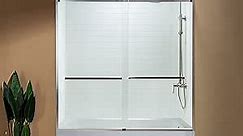 WOODBRIDGE Frameless Sliding Shower Door, 56" - 60" Width, 62" Height, 5/16"(8mm) Clear Tempered Glass, Brushed Nickel Finish, ASD6062-B
