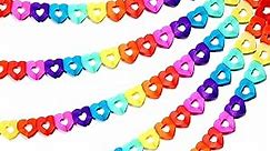 Outus 6 Pieces 60 Feet Colorful Rainbow Heart Banner Colorful Party Paper Garland Heart Shape Hanging Decorations for Birthday Party Wedding Decorations