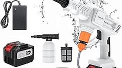 Cordless Pressure Washer.680 PSI Cordless Power Washer with 6-in-1 Adjustable Nozzle 2 Pack Waterproof 4.0AH Battery Adjust 3 Gears for Car/Garden/Fence/Floor Cleaning & Watering AJ003
