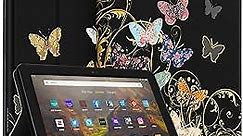 Wazzasoft for Amazon Kindle Fire HD 8/8 Plus Tablet Case 10th/12th Generation for Women Girls Folio Cover Cute Fashion Design Girly Kawaii Butterfly Pretty Teens Cases for Kindle Fire Case 8 Inch