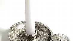Taper Candlestick Holder Dish (Silver, Rustic)