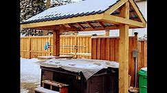 DIY. Backyard Two Post Hot Tub Gazebo with Bar and Metal Roof. DO IT YOURSELF..