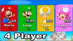 New Super Mario Bros U Deluxe – 4 Players All Bosses Co Op Walkthrough