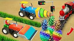 Diy tractor making mini bulldozer | DIY sugarcane juicer |Harvest sugarcane transport by heavy truck