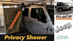 ALL-TOP Shower Privacy Tent | Awning Style mounting to your roof rack! Jeep Wrangler installation