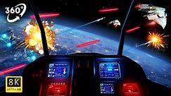 VR 360 Video - Spacecraft simulator in space battle ( Spaceship in Virtual Reality 8k video )