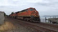 (Northbound) BNSF Coal Train passes through the Steilacoom Ferry Terminal Railroad Crossing.