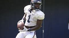 Virginia WR Suderian Harrison wearing the No. 1 jersey to honor Lavel Davis Jr.'s legacy