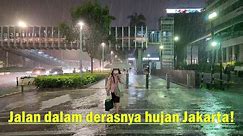 #rainyday Walking Around in heavy rain at Senayan❗ exit from Senayan Mastercard MRT Station JAKARTA‼