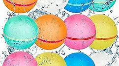 12 PCS Reusable Water Balloons Balls, Soft Silicone Quick Fill Balloons Splash Fun,Outdoor Backyard Summer Party Easy Quick Fun Water Fight Game for Swimming Pool, Summer Party Gift Pool