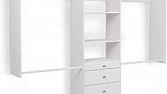 Easy Track OK7272 Deluxe Tower Closet Storage Wall Mounted Wardrobe Organizer Kit System with Shelves and Drawers for Bedroom with Hardware, White